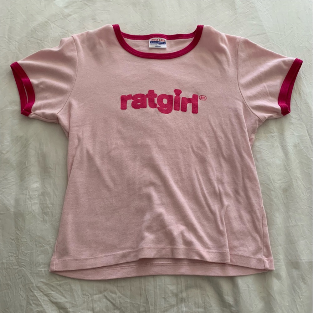 Pink Stray Rats Ratgirl Ringer Baby Tee